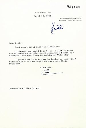 Richard Nixon Typed Letter Signed Mentioned Alger Hiss of Red Scare Fame