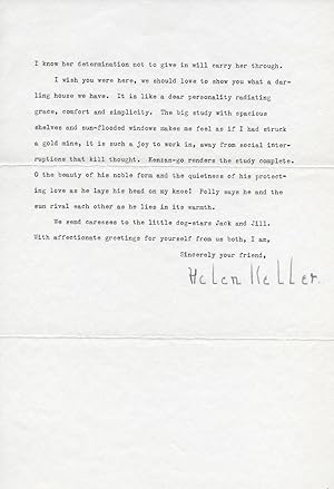 Helen Keller Typed Letter Signed, on her Busy Lecturing Schedule, Her New Home and Love of Dogs