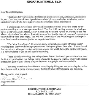 Astronaut Edgar Mitchell Document Signed