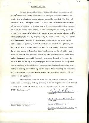 Stanley Kramer Signed Contract