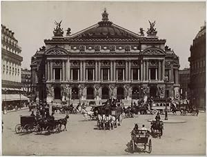Large Vintage 1880s Albumen Photograph of the Paris Opera and Street Scene