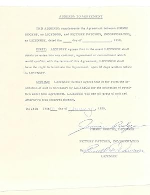 Jimmie Rodgers Signed Contract