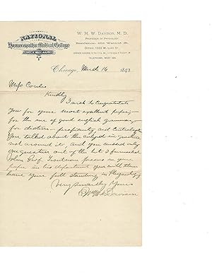 2 Letters Commending a Female Student About to Enter the Medical Field, 1890s