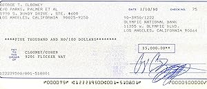 George Clooney Signed Check