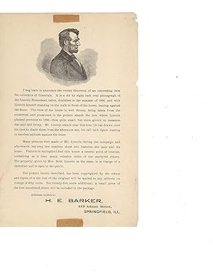 Advertisement for a photograph of Abraham Lincoln at the Lincoln Homestead