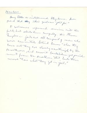 Civil Rights Preriod handwritten speech notes prepared for Malcolm X.
