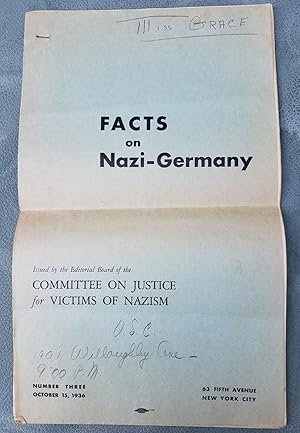 Very rare 1936 document titled "Facts on Nazi Germany" by the Committee on Justice for Victims of...