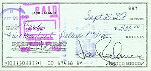 Jack Palance Signed Check