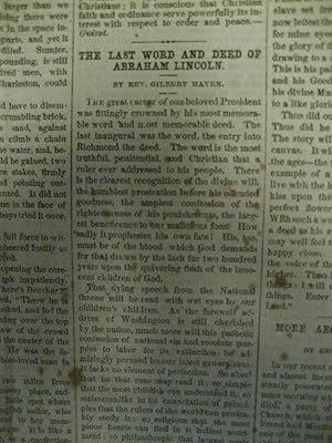 Death of Abraham Lincoln Newspaper