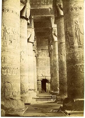 Original Photograph of Egyptian Temple Interior, Printed Circa 1880s