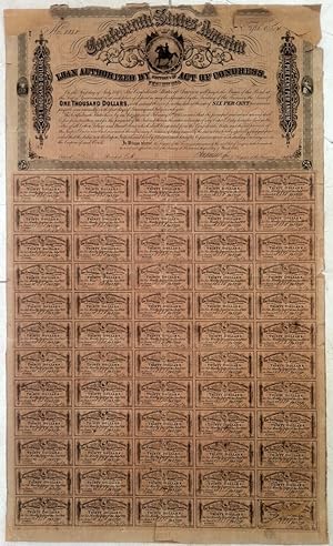 Large $1000 Confederate Bond with 60 Coupons
