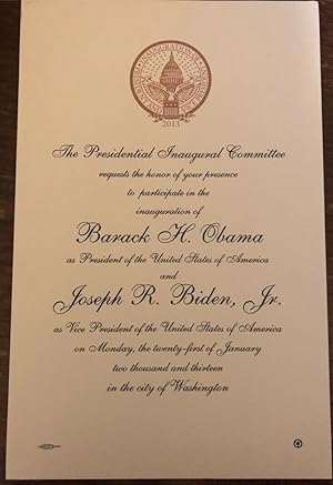 Obama & Biden 2013 Inauguration Invitation