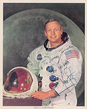 Neil Armstrong Inscribed Signed Photo in Space suit