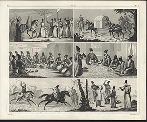 Original Qajar era Engraving Depicting Life in Persia in the 1800's, Published in 1851
