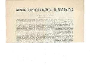 Woman's Co-Operation Essential to Pure Politics