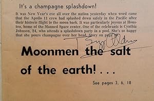July 1968 Apollo 11 Landing Newspaper Signed Buzz Aldrin
