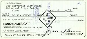 Goldie Hawn Signed Check