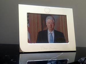 President Clinton Frame with Etched "Bill Clinton" signature and Presidential seal