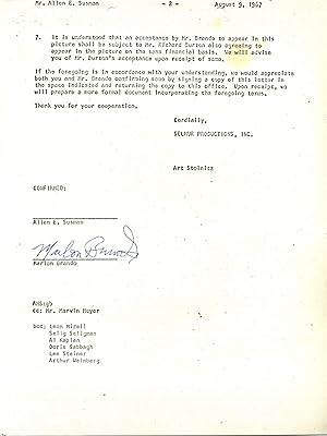 Marlon Brando Signed Film Document