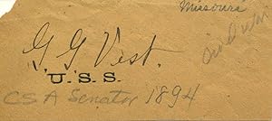 Confederate Congressman George Vest Signature