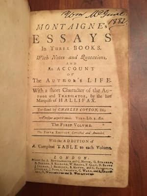 1743 Edition of Montaigne's Essays, A Rare Enlightenment-era Copy of One of the Period's Most Inf...