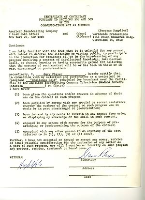 Gary Player "Challenge Golf" Signed Document