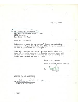 Edward G. Robinson Signed Contract