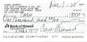 Carol Burnett Signed Check