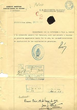 Juan Peron of ARGENTINA Document Signed