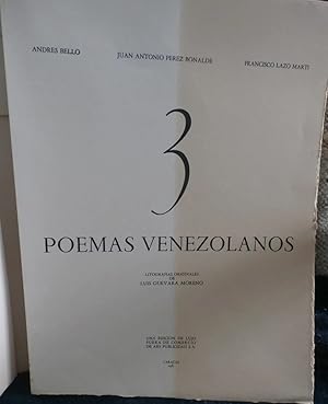 Image du vendeur pour 3 Poemas Venezolanos Con Litografas Originales De Luis Guevara Moreno mis en vente par Guido Soroka Bookseller