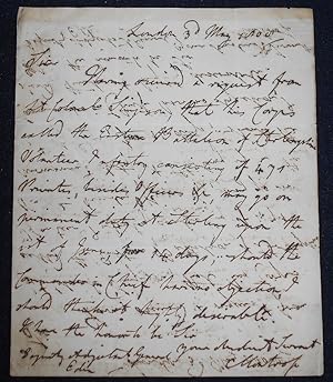 Handwritten letter from the Duke of Montrose regarding the Eastern Battalion of Stirlingshire Vol...
