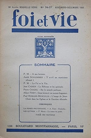 FOI et VIE 36e Année Nouvelle série N° 76-77 Novembre-Décembre 1935