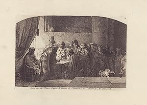 [Judas erhält 30 Silberstücke]. - Gravé par B. Picart, d'apres le dessein de Rembrand du Cabinet ...