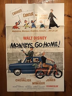 Imagen del vendedor de Monkeys, Go Home! One Sheet 1965 Tommy Kirk, Annette Funicello a la venta por AcornBooksNH