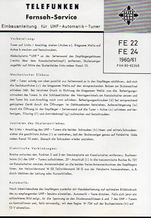 Fernseh Service Information 1960/61 für FE 22 und FE 24