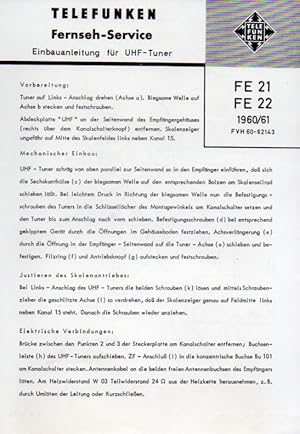 Fernseh Service Information 1960/61 für FE 21 und FE 22