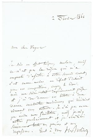 Imagen del vendedor de Eigenh. Brief mit Unterschrift  H. Berlioz". a la venta por Kotte Autographs GmbH