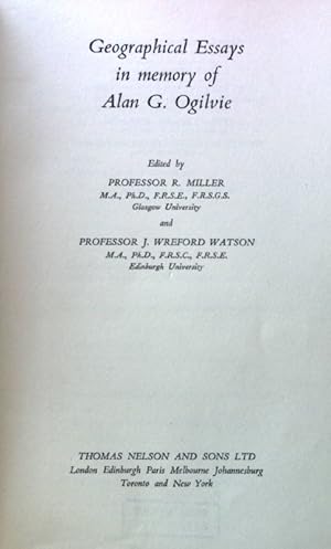 Imagen del vendedor de Geographical Essays in Memory of Allan G. Ogilvie; a la venta por books4less (Versandantiquariat Petra Gros GmbH & Co. KG)