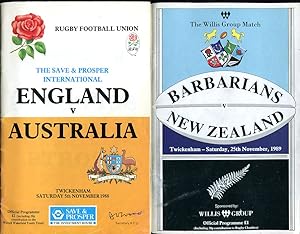 Two Rugby Football Union Programmes : England v Australia and Barbarians v New Zealand