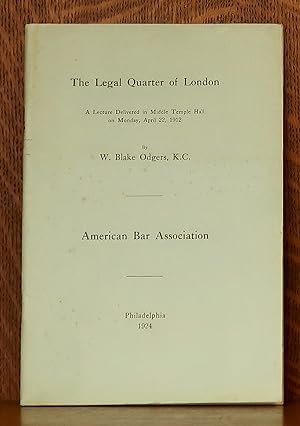 Imagen del vendedor de THE LEGAL QUARTER OF LONDON, A LECTURE a la venta por Andre Strong Bookseller