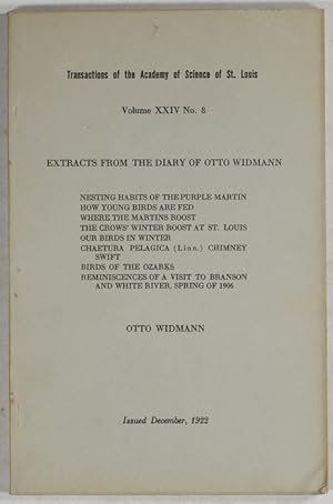 Image du vendeur pour Extracts from the Diary of Otto Widmann. mis en vente par Antiq. F.-D. Shn - Medicusbooks.Com