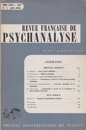 Seller image for Revue Française de Psychanalyse - Tome XXXII - N° 1 for sale by PRISCA