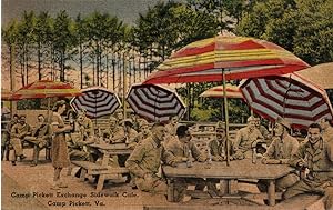 Postcard: "Camp Pickett Exchange Sidewalk Cafe, Camp Pickett, VA (1943, Postmarked)"