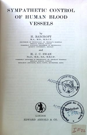 Imagen del vendedor de Sympathetic Control of Human Blood Vessels; Monographs of the Physiological Society. Number 1; a la venta por books4less (Versandantiquariat Petra Gros GmbH & Co. KG)