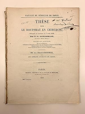 These Pour Le Doctorat En Chirurgie Presentee et Soutenue Le 7 Avril 1852