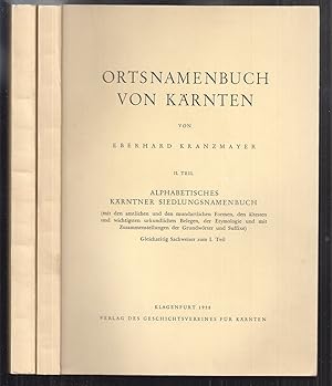 Bild des Verkäufers für Ortsnamenbuch von Kärnten. zum Verkauf von Antiquariat Burgverlag