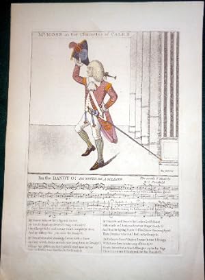 Mr Moss as Caleb with music score and words. Theatre Royal Edinburgh 1787. Part hand-coloured.