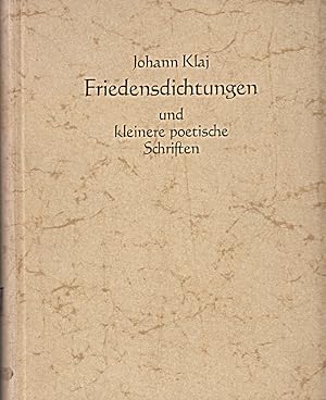 Bild des Verkufers fr Friedensdichtungen und kleinere poetische Schriften (Deutsche Neudrucke / Reihe zum Verkauf von Die Buchgeister