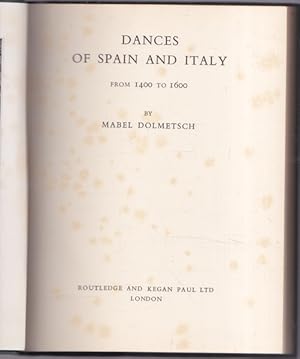 Immagine del venditore per Dances of Spain and Italy from 1400 to 1600 venduto da Goulds Book Arcade, Sydney