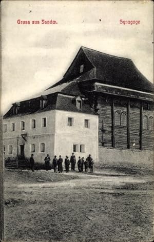 Judaika Ansichtskarte / Postkarte Janów Podlaski Polen, Synagoge, Jüdische Einwohner